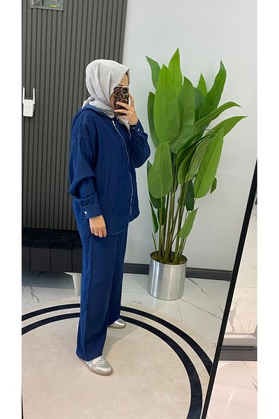 SARE BOUTIQUE Hijab Hooded Cotton Jeans Double Suit