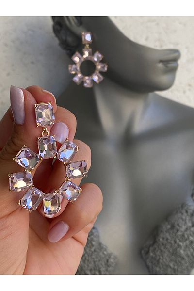 Lucios Evening Dress Daisy Model Stone Nail Earrings