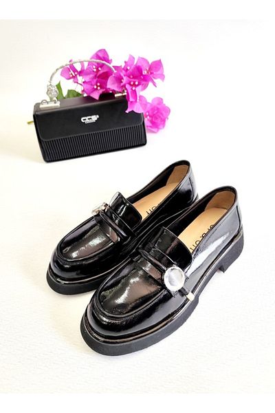 Of&Off Women's Genuine Leather Patent Leather Casual Shoes