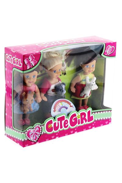 Emperium Cute Girl Mini Baby and Pet Triple Set