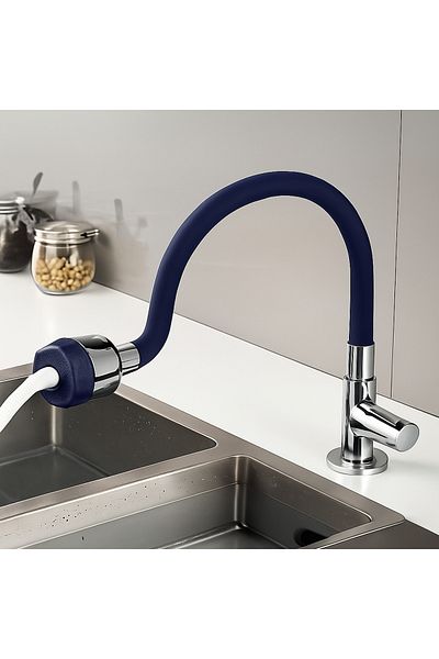 DESIPHON Navy Blue Silicone 2-Function Kubar Faucet Head – Moving Head, Water Saving