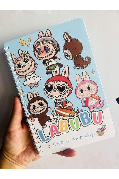 synshop Labubu Figured Striped Spiral Notebook