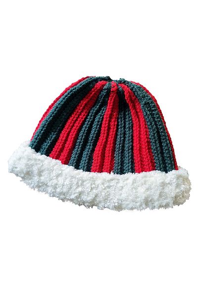 Zone Design Store New Year Themed Hand Knitted Red - Green Hat – Feathered Edge Detail