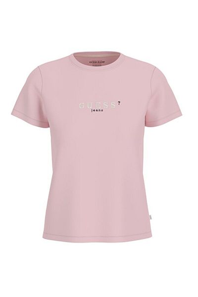 Guess Tricou cu logo brodat pentru femei JEANS roz