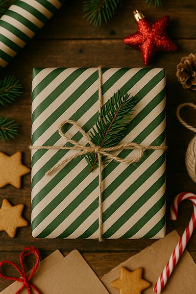 OLİ Art Green White Lop Line Wrapping Paper 10 Pieces 70X100Cm Gift Packaging Gift Paper