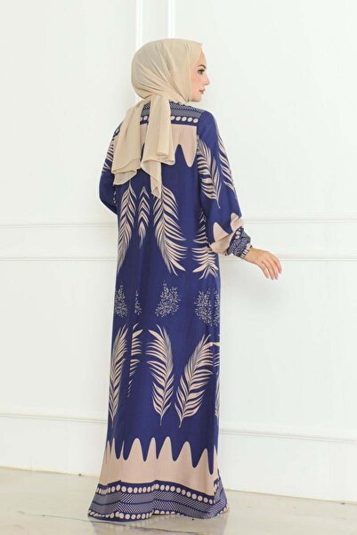 ORCHID Rochie din viscoza cu guler legat albastru cobalt ALBASTRU