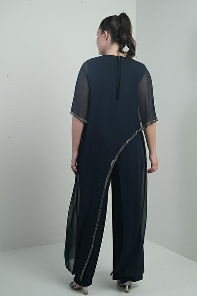 By Saygı Γυναικεία φόρμα σιφόν πέτρα με λεπτομέρειες ισπανική μανίκια φαρδιά πόδια μεγάλου μεγέθους Lycra