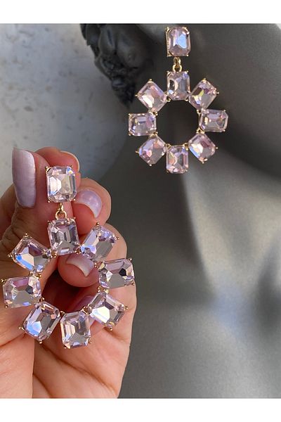 Lucios Evening Dress Daisy Model Stone Nail Earrings