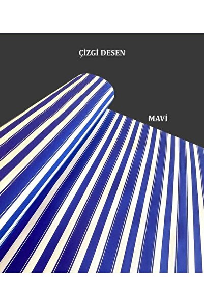 Kardeşler Home Tekstil Balkon perdesi mavi beyaz çizgili