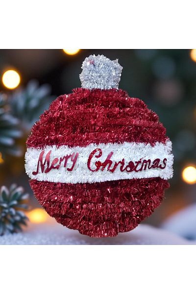 Kuzey High Quality Christmas Ball Decor Red White Ball Decor Metallic Christmas Window Display Decorations 28X23 cm