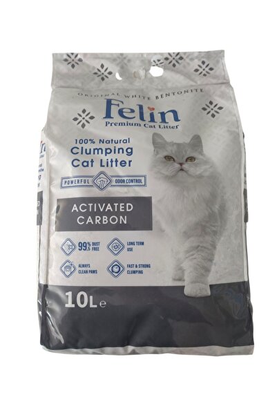 FELİN Aktif Karbonlu Topaklanan İnce Taneli Kedi Kumu 10 Lt