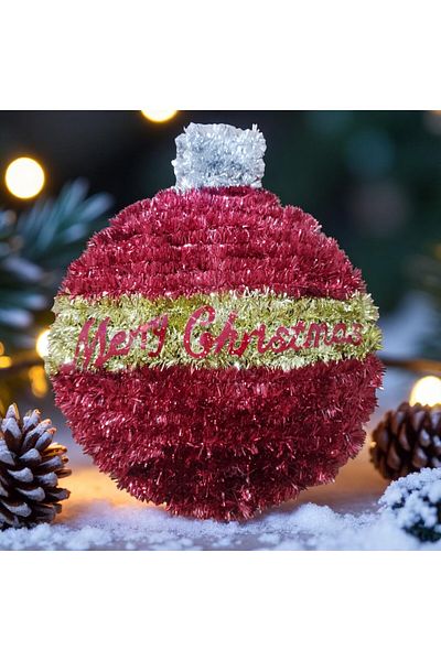 Kuzey High Quality New Year Ball Decor Red Gold Ball Decor Metallic New Year Window Decorations 28X23 cm