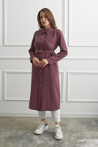 QANU Πουκάμισο με αγκράφα μελιτζάνα