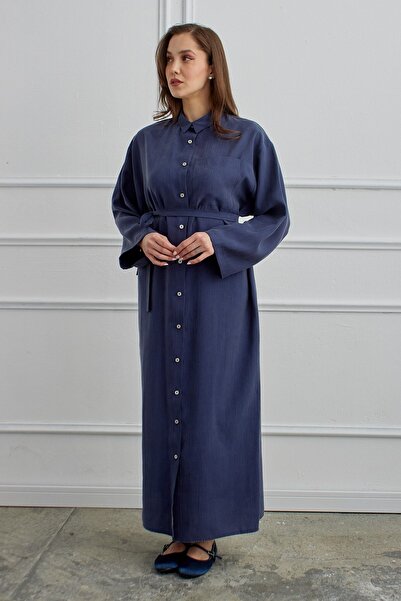 QANU Long Dress with Pockets Navy Blue