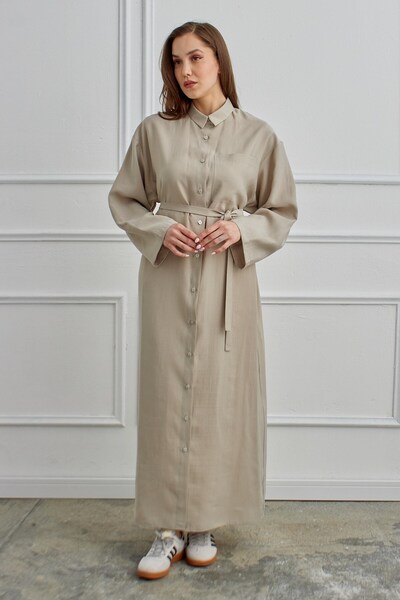 QANU Long Dress with Pockets Beige