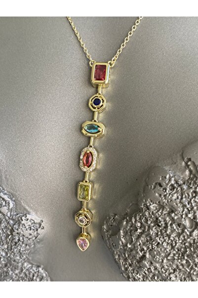 Lucios VİP Y KOLYE RENKLİ TAŞ DETAYLI (53 CM)