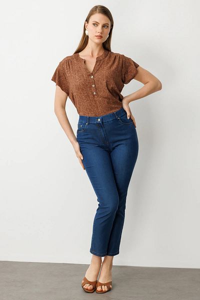 Ekol Five Pocket Trousers with Elastic Waist Indigo-2120