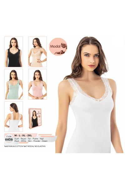 BENALİ Underwear Kota Modal Fabric Lace Strap Tank Top