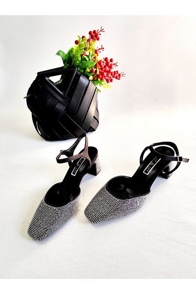 Of&Off Women's Stone Square Toe Heel Shoes
