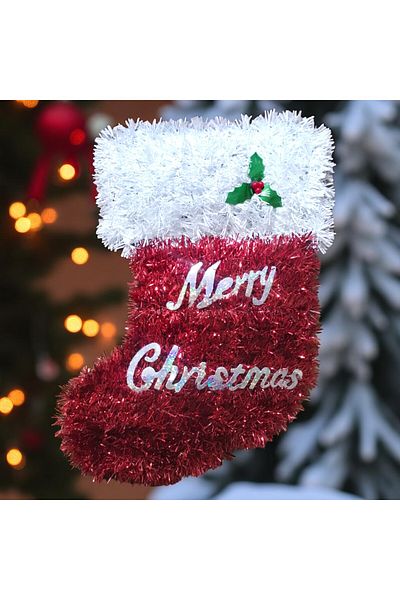 Kuzey High Quality Christmas Decor Christmas Stocking Decor Shiny Metallic Christmas Window Display Decorations 35X23 cm