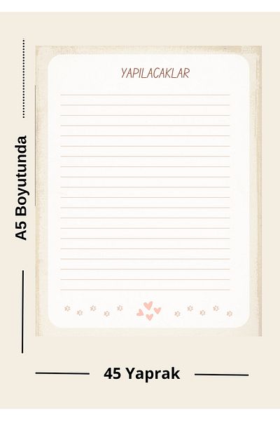 Ez&Tu Stıcker To Do List with Heart – A5 Size / Note Paper Block