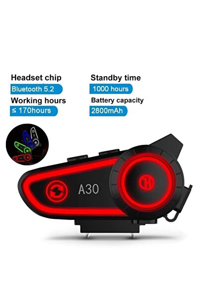 RAYTENG A30 Motosiklet Kask Kulaklık Intercom Işıklı Motorsiklet Interkom