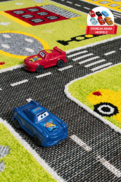 MELARİS HALI 3 Boyutlu Trafik Arabalı Halı Dokuma Çocuk Halısı Anaokul Kreş O...