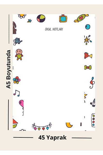 Ez&Tu Stıcker A5 Check-And-Pick Note Paper with Color Figures – 45 Sheets (School Notes)