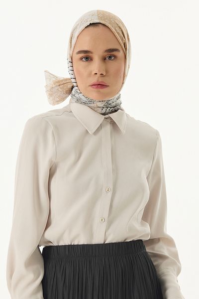 FENZA SCARF Ethnic Pattern Cotton Shawl - Cream-Beige