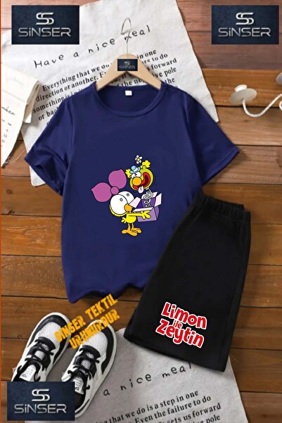 SS SİNSER Tricou cu gât rotund cu imprimeu special pentru copii UNISEX „LIMON...