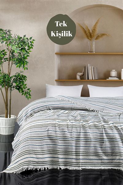 Casnack Babür Model Khaki-Indigo Single Pique 170X210Cm