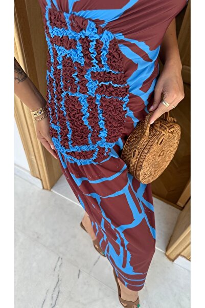 Çnru Yandan Tight, Patterned, Maxi Dress
