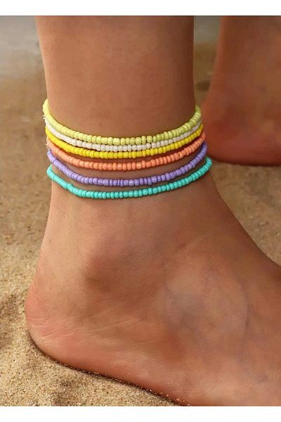 TUHAM AKSESUAR Colorful Sand Bead Ankle Bracelet