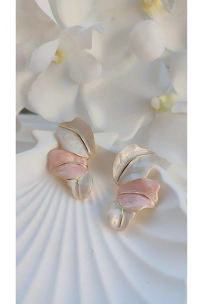 To Be Reborn Steel Enamel Earring Leaf Model