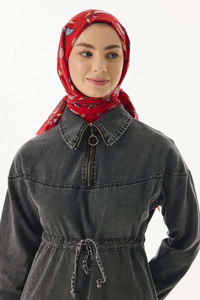 FENZA SCARF Lina Pattern Cotton Shawl - Red
