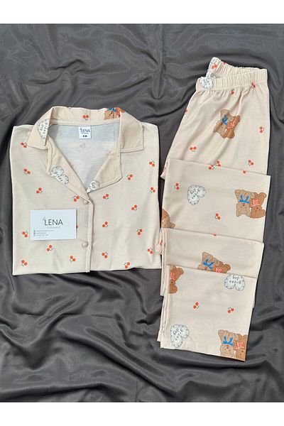Lena Homewears Γυναικείο σετ πιτζάμες με κοντομάνικο μοτίβο αρκουδάκι
