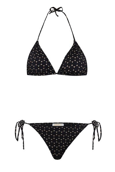 AQUELLA Patterned Back Gathered Triangle Bikini