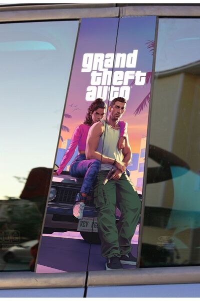 MS Major Selection ملصق لاصق من رقائق الفويل لباب السيارة مطبوع عليه GTA Gran...