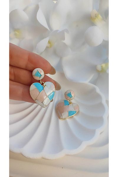 To Be Reborn Steel Enamel Medium Size Heart Earrings New Season Trend Models