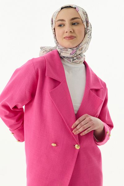 FENZA SCARF Lina Pattern Cotton Shawl - Cream-Pink