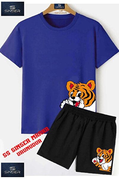 SS SİNSER تي شيرت للأطفال للجنسين "YANDAN CUTE TIGER" مطبوع حسب الطلب برقبة د...