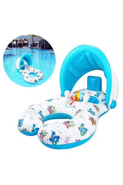 Picodino Double swimming ring with panties and sunshade, parent-child, 0-3 years, White