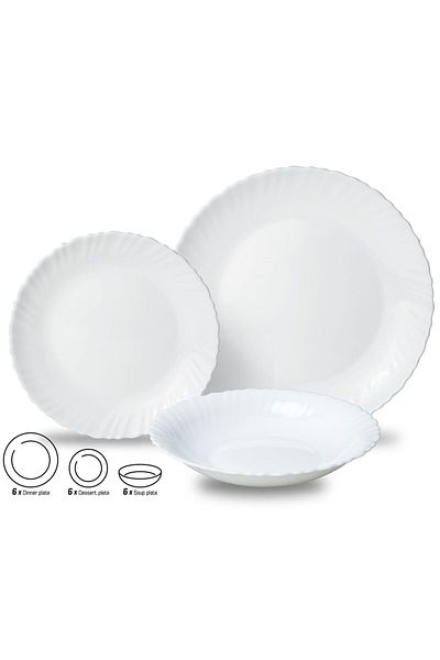Kinghoff 18-piece plate set, opal, white Kinghoff KH1875
