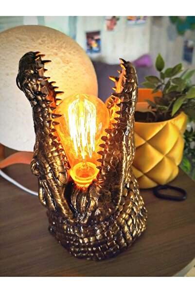 Dropcek eticaret Crocodile Crocodile Design Lampshade & Wall Lamp, Decorative Night Light (Rustic Lamp Gift)