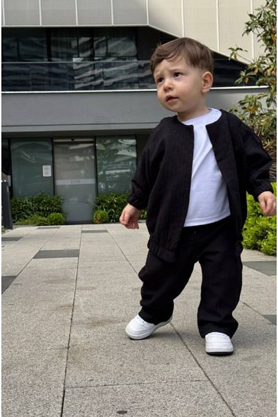 BabyDia Black Striped Trousers