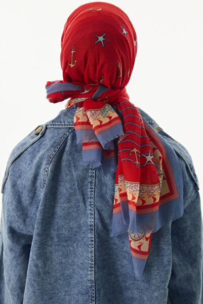 FENZA SCARF Ocean Pattern Cotton Shawl - Red