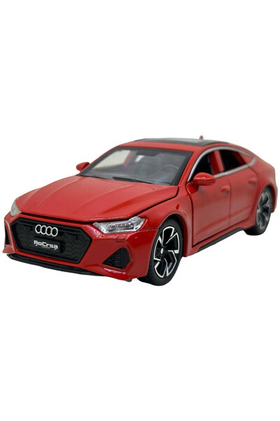 JPT Macheta metal Audi RS7 rosu scara 1:32 - cu lumini, sunete, usi si portbagaj care se deschid
