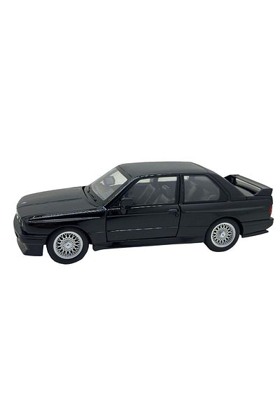 JPT Macheta BMW E30 M3 negru ursulet 1:24 cu sunet, lumini, pornire pe volan, resort
