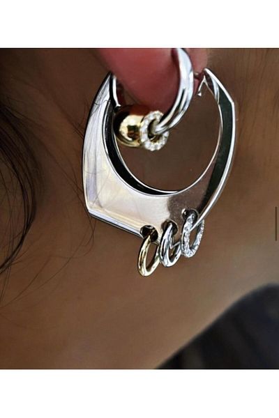 neslyaccessories Rain Luna Hoop Earrings |   Vip Series |   Doesn'T Blacken |   Long Lasting Special Coating