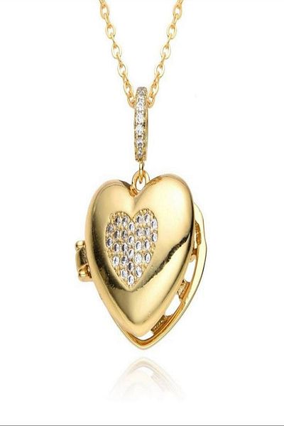 DEMOKAN Women's Necklace Vip Series Opening Heart Figure Zircon Stone Tarnish Free Necklace